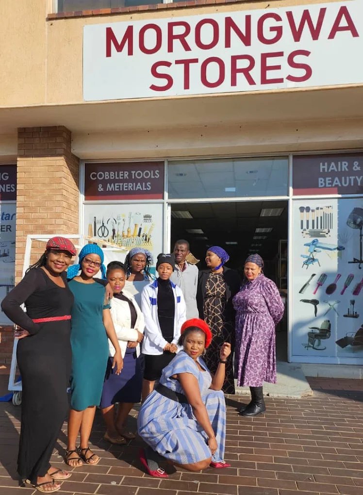 Morongwa Stores team at the Hair and Beauty showroom entrance